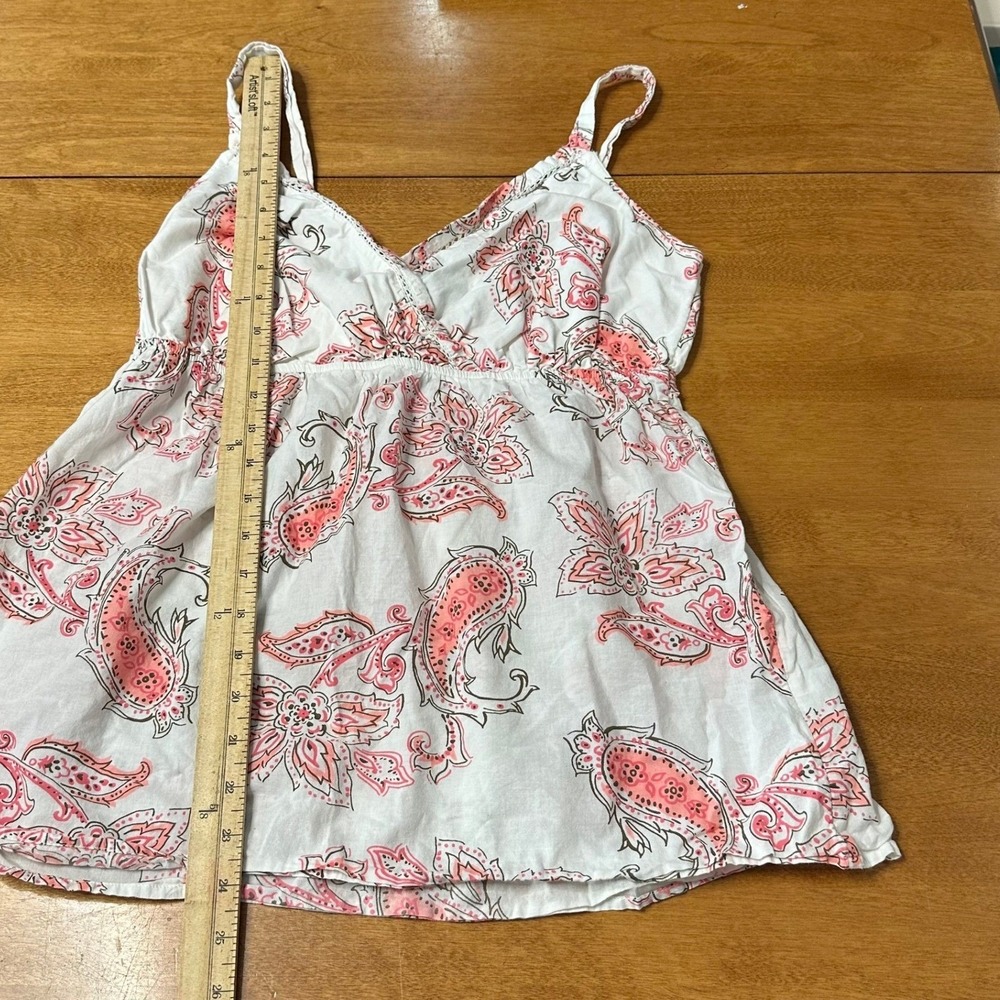 Y2K Paisley BabyDoll Cami Flowy Tank Top Beach Summer Smocked Women's Sz S - Picture 6 of 10